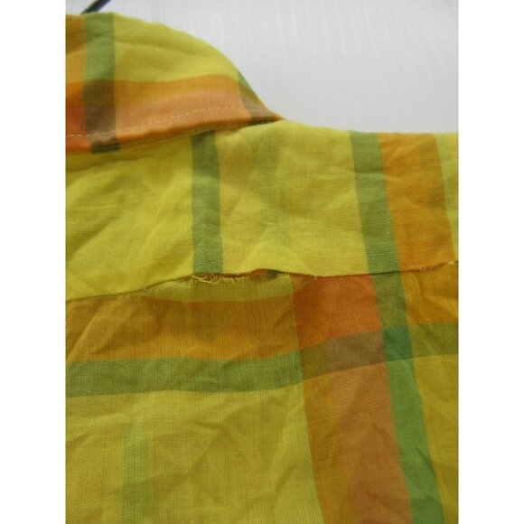 VINTAGE Topps Shirt Medium Sanforized 60s 70s Mod Button Up Plaid * - Picture 8 of 10